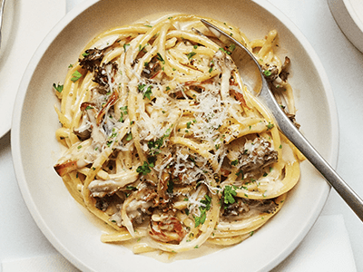 Rich and creamy pasta dish tossed in a velvety sauce with fresh herbs served at Mahony’s Steak House in Bishopbriggs.